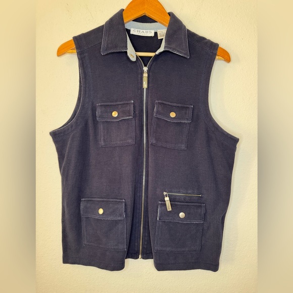 Chaus Sport Women's Blue Ribbed Vest - Picture 1 of 5